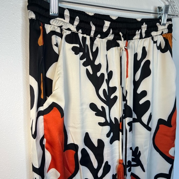 Rachel Zoe Silky Boho Wide Leg Pants Size Medium Bold Floral Leaf Print - Picture 3 of 7